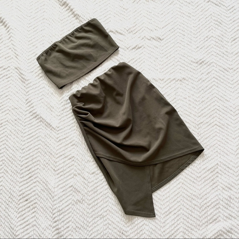 NASTYGAL Green Olive Set in size 0 Mini Skirt & Crop Top